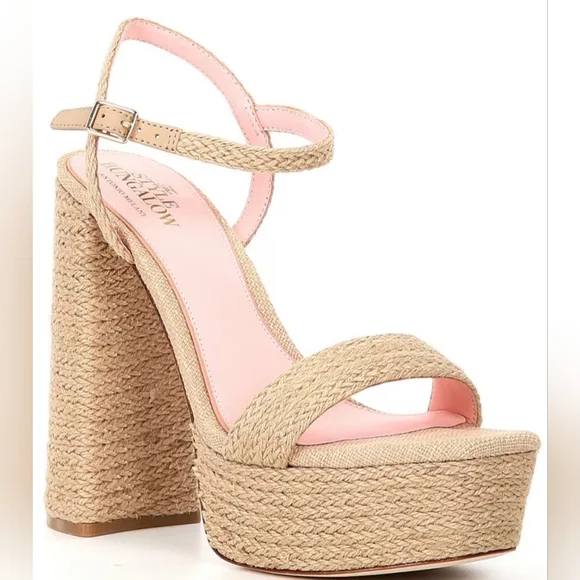ANTONIO MELANI Beige and Pink Espadrille Platform Sandals - Picture 1 of 9